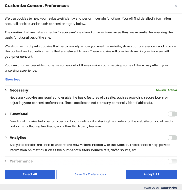 GDPR Cookie Consent Banner